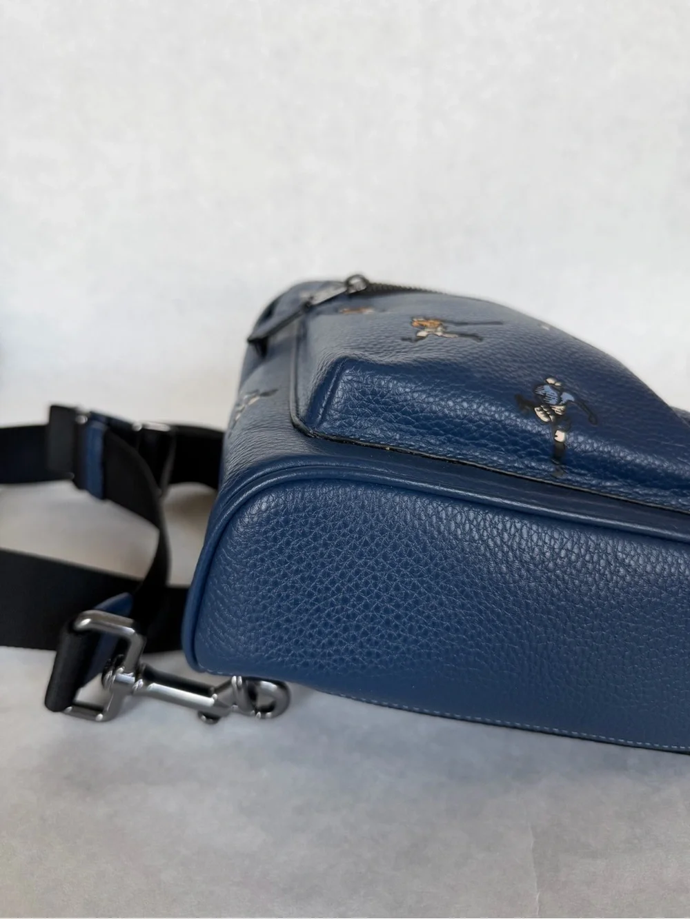 Coach West Pack With Baseball Print CAX48 Deep Blue Multi Leather Sling Mets